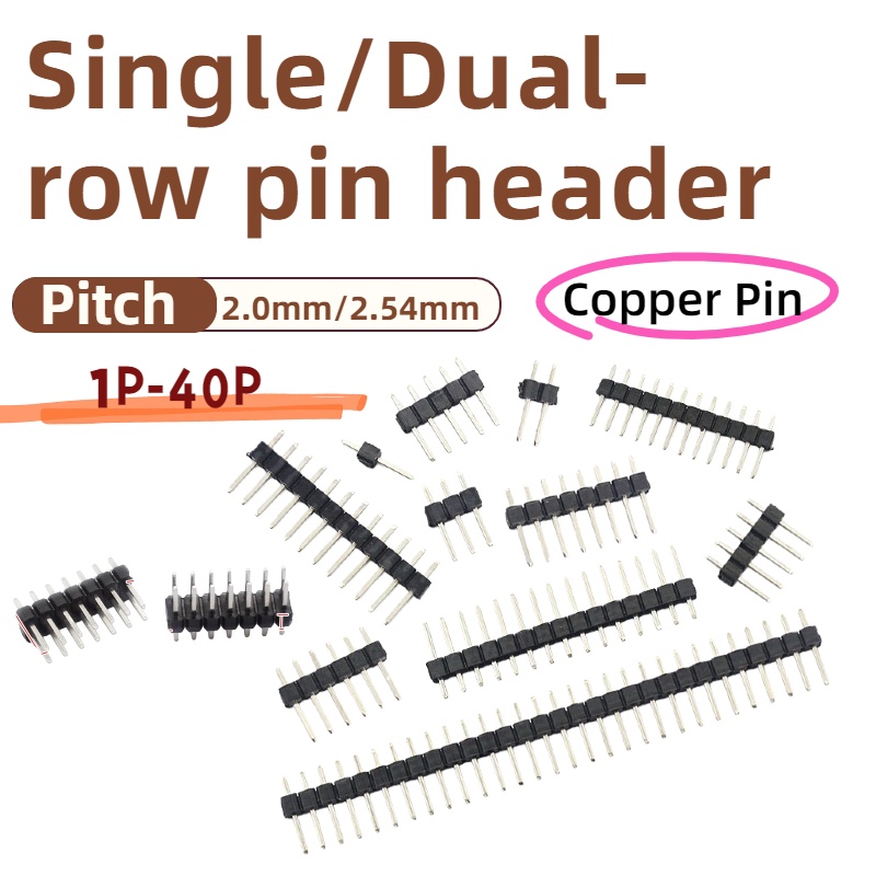 Male Female Header Pin - 10PCS,2.54mm Pitch Single/Dual-row pin header PCB