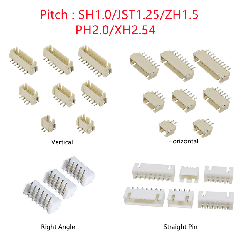 Male Female Header Pin - 10PCS SH/JST/ZH/PH/XH Pitch 1.0MM 1.25MM 2.0MM