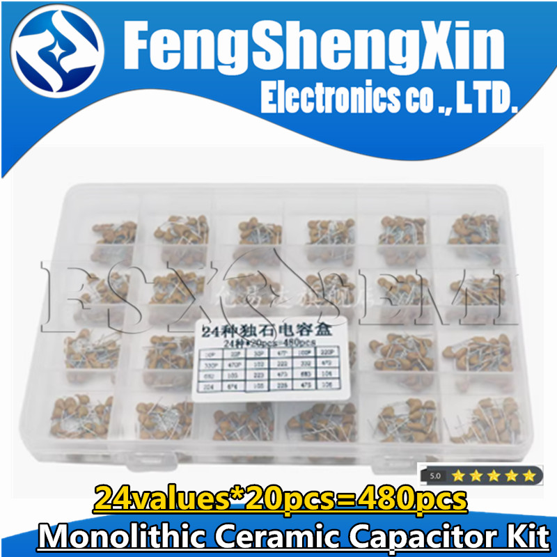 24values*20pcs=480pcs 50V 10PF - Capacitor Kit Assortment recension och pris