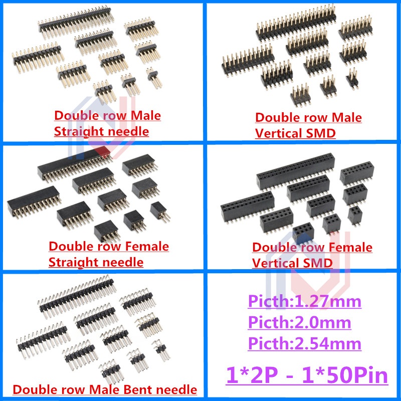 10Pcs 1.27mm 2.0mm 2.54mm Pitc - Male Female Header Pin recension och pris