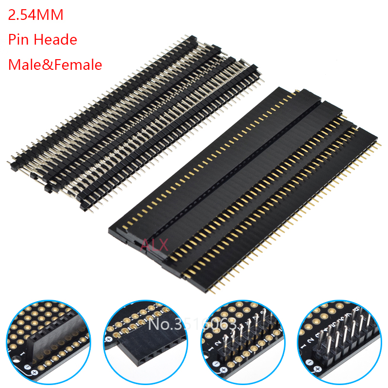 5/10Pcs 2.54mm 40 Pin 1x40 2X4 - Male Female Header Pin recension och pris