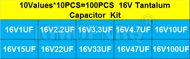 100PCS 10Value*10Pcs 16V Tanta - Capacitor Kit Assortment recension och pris