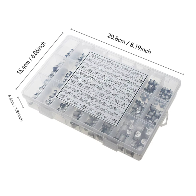 400PCS 24 Values SMD Aluminum  - Capacitor Kit Assortment recension och pris